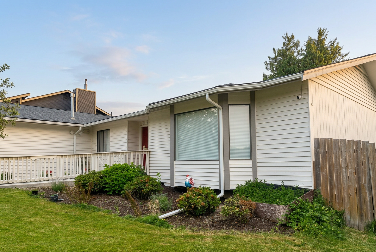 Landscaped exterior garden and lawn at Senior Services Adult Family Home